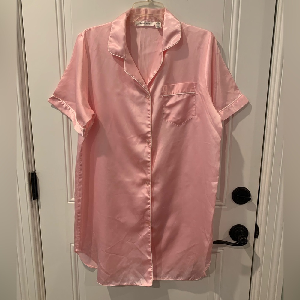 Pink Satin Women's Sleep Shirt